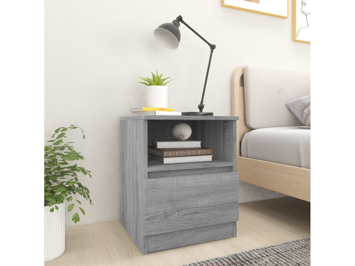 Mesa Cabeceira LOVELY HOME Mesinha 40X40X50 Cm Derivados de Madeira Cinzento Sonoma