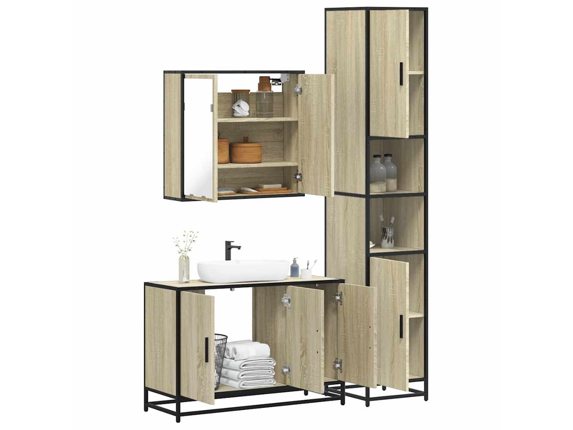 Juego de muebles de baño de 3 piezas Derivatives Oak Wood Sonoma Wsd54167 Lovely Home