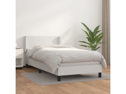 Cama Box Spring Con Colchón Cuero Sintético Blanco 90x190 Cm