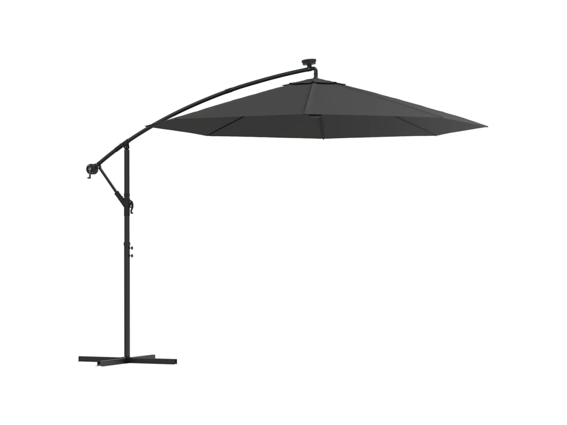 Sombrilla Cantilever con luces LED y poste de acero, 300 cm, antracita, MAISON EXCLUSIVE