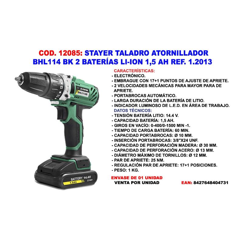 Stayer Bhl114bpk Taladro atornillador 2 baterías 14.4v cargador percutor bhl114bp 144 bhl114 1.5 1.2011