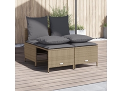 Conjunto de sofá de jardín de 4 piezas con cojines de mimbre beige DKD Home Decor