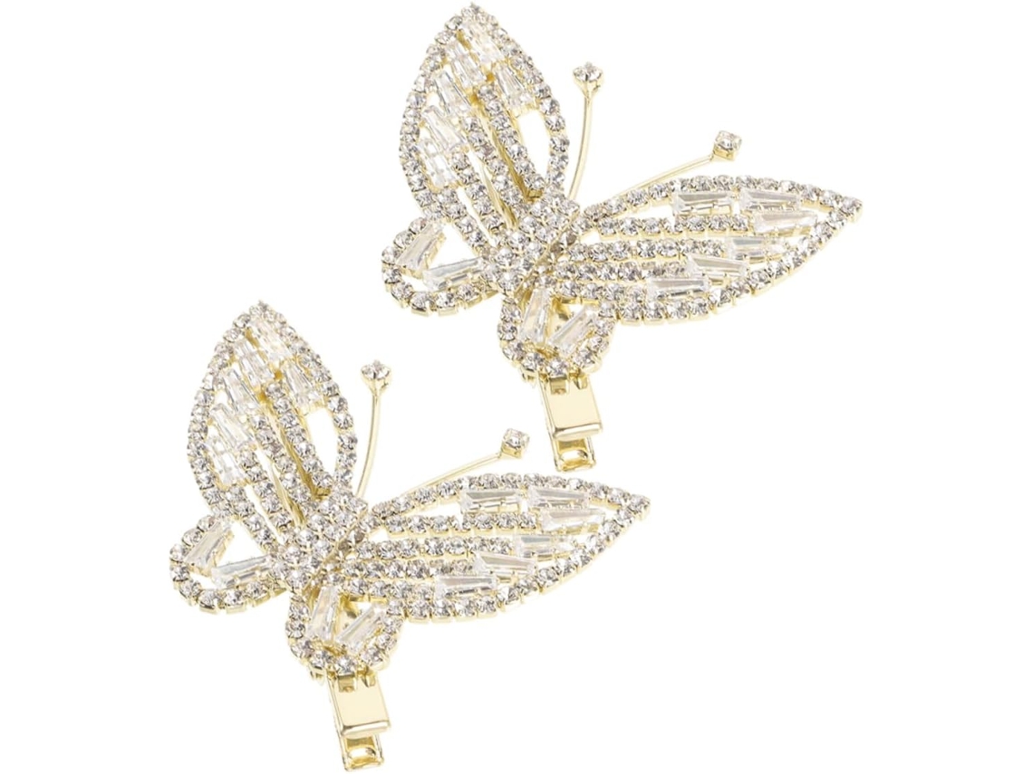 2pièces Pince A Cabello Métal Barryte Décorative Avec Strass Pinces Pour Filles Y Mujers