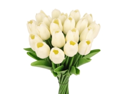 12 mini flores de tulipán blanco simuladas