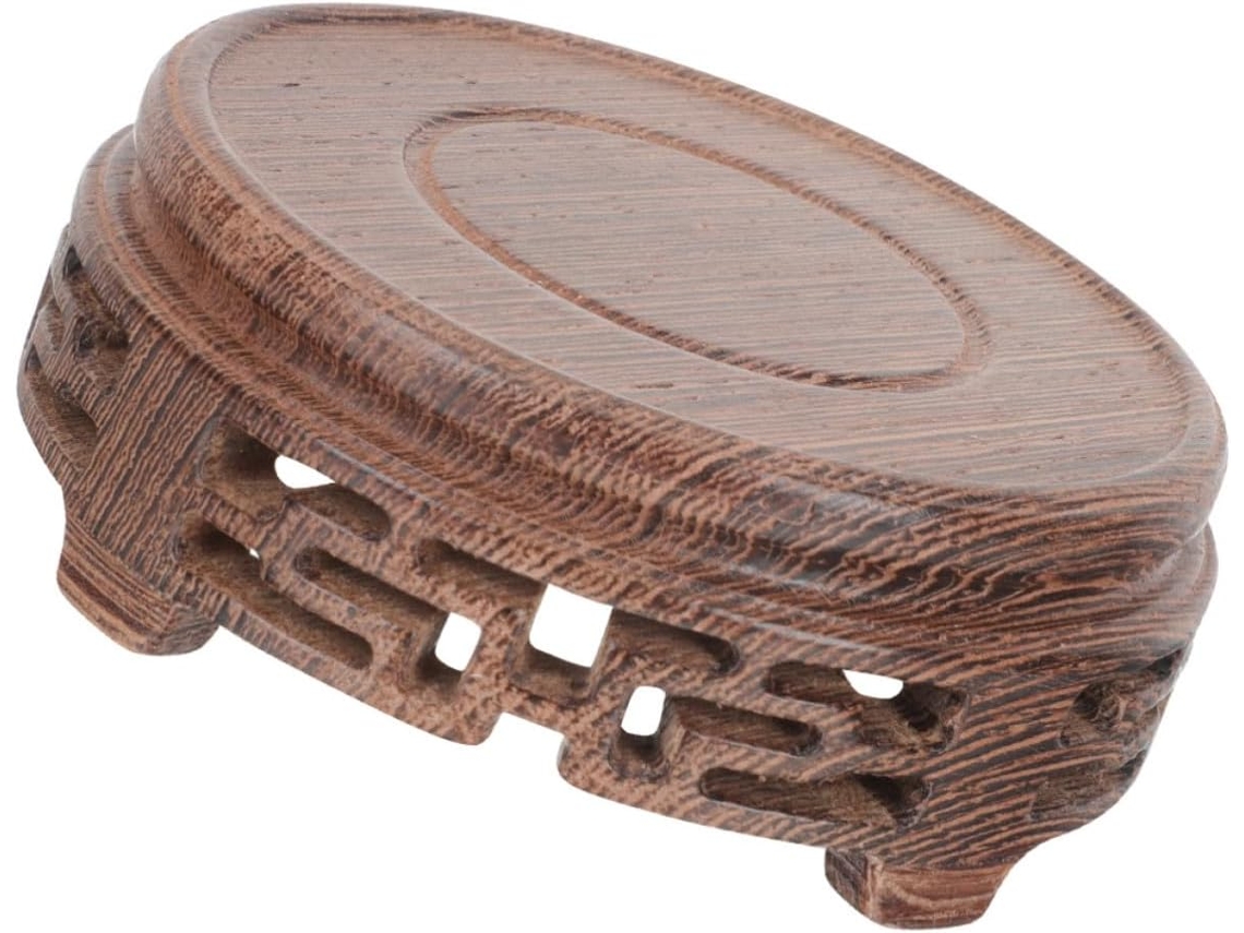 Soporte Madera Macetas Forma Pollo Alado Redonda Natural Diseño Único Fácil Mantener Decoración Hogar Base