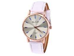 Reloj De Cuarzo Unisex Con Correa De Cuero Pu Casual Blanco