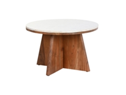 Mesa Centro Acacia Marmol Blanco 70x70x43cm