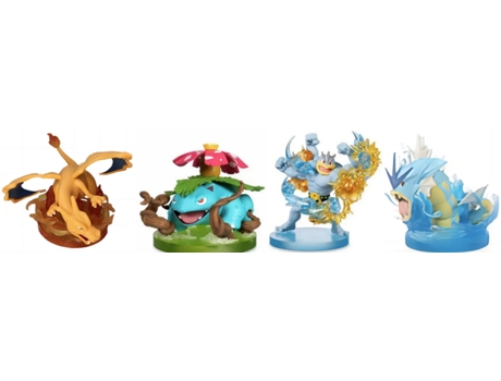 EZII Figura Anime pocket monster Charizard Venusaur Machamp Gyarados 17 Blue 4 in 1 Multicolor Niños Regalo Juguetes Adornos