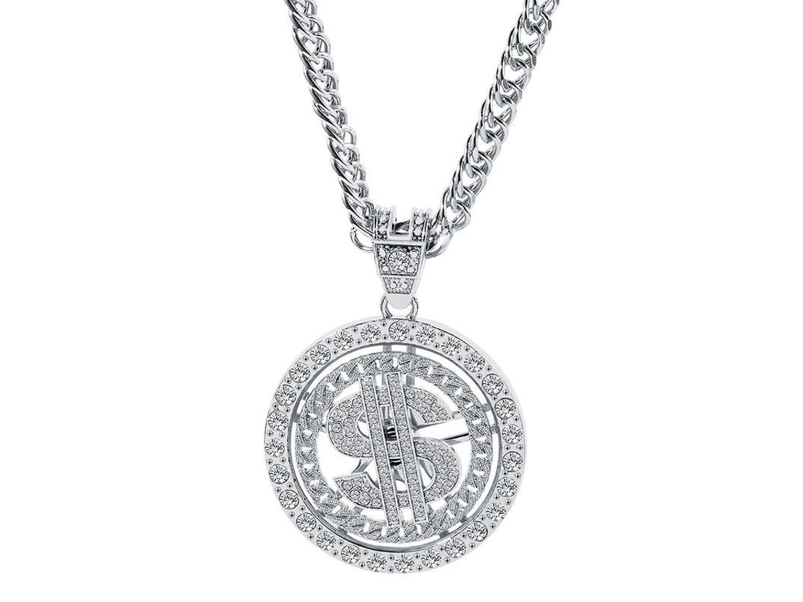 2026-cadena De Oro Con Signo De Dólar Giratorio Collar Hip Hop Regalo Para Novio Hermano Padre Esposo