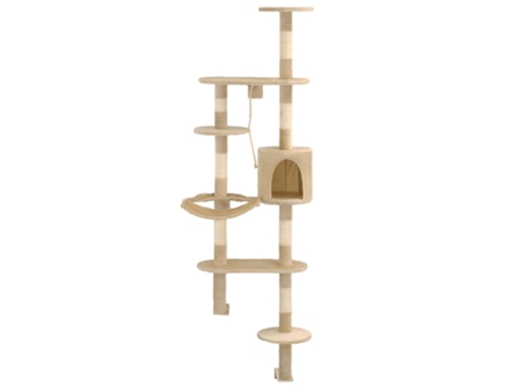 vidaXL Rascador de gatos de pared con poste de sisal 194 cm beige