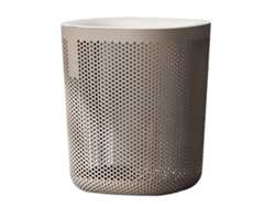 Papelera de plástico Jinwei Simple Nordic con marco de presión para cocina, dormitorio, oficina, baño, sala de estar - Caqui claro y blanco