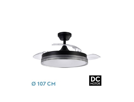 Ventilador DC Escarcha Negro/Gris 72W 3 Aspas Desplegables FABRILAMP