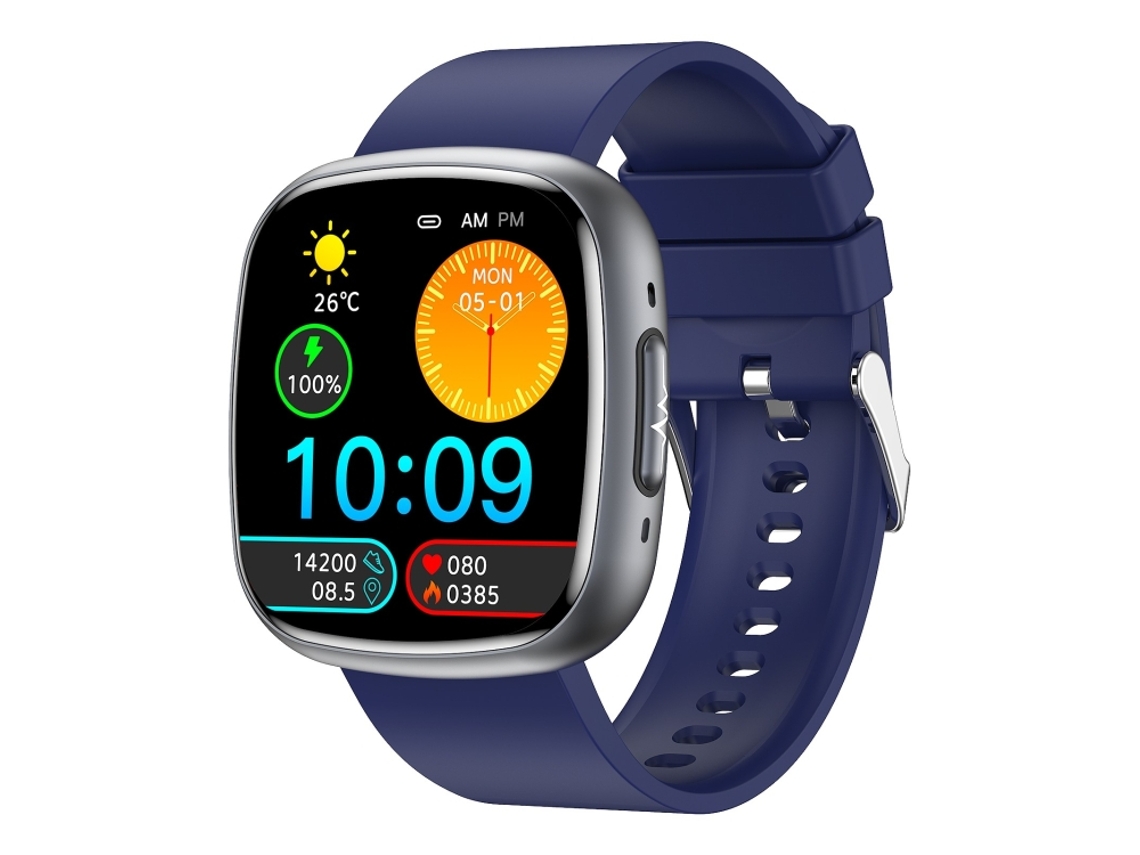 Reloj inteligente con pantalla IPS cuadrada de 1,75 pulgadas, monitorización de ECG/glucemia (azul)