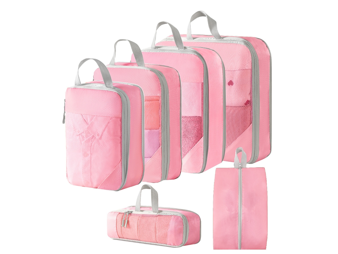 EIFSON - Juego de 6 bolsas organizadoras de equipaje con bolsillos para zapatos (rosa)