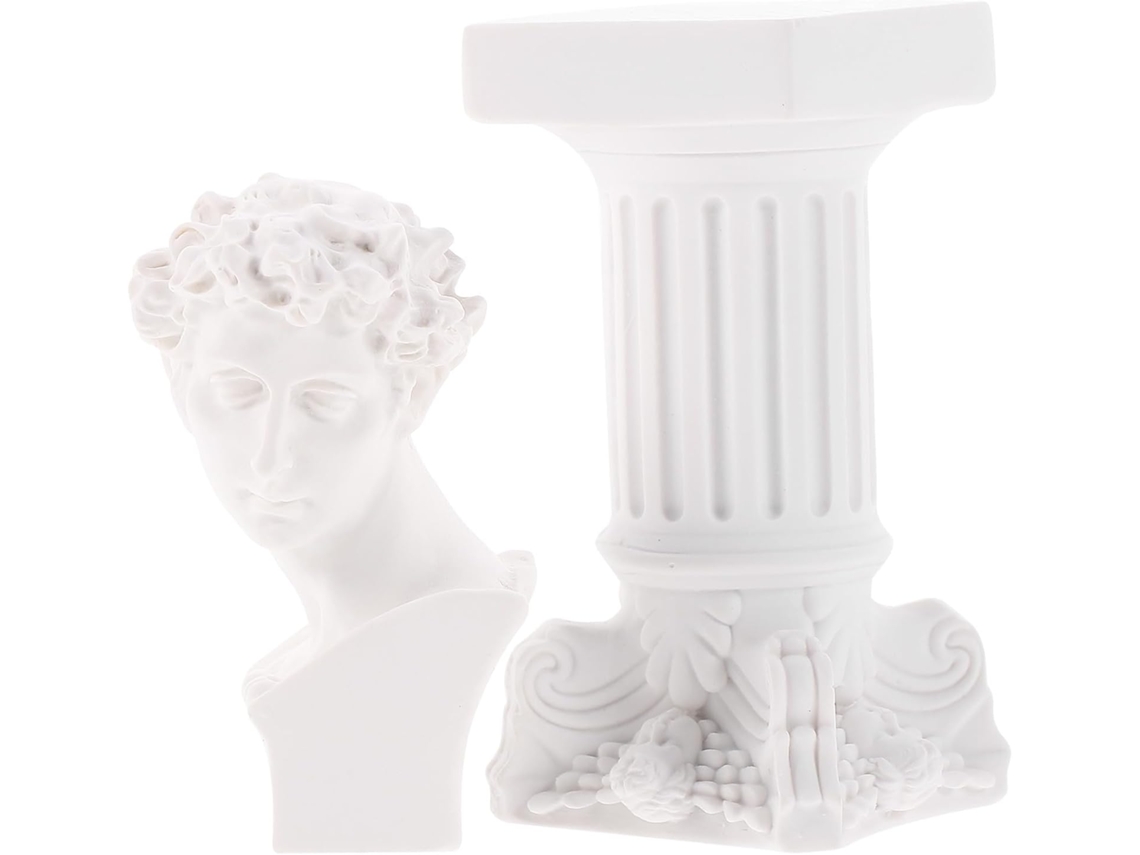 Estatua de resina de una columna romana decorativa blanca, juego de 2 piezas, decoración, regalo, bienvenida, David, para llevar a casa, buena, GOKOCO