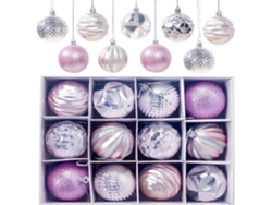 KOFIHETY Bolas de Navidad 6 cm, 12 Piezas, Acabado Mate y Brillante, Adornos para Árbol de Navidad, Color Rosa