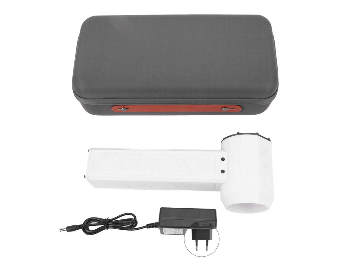 Ventilador turbo portátil de 8000 mAh con enfriamiento rápido y doble voltaje.