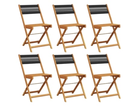 Conjunto 6 Silla De Jardín VIDAXL Negro Madera