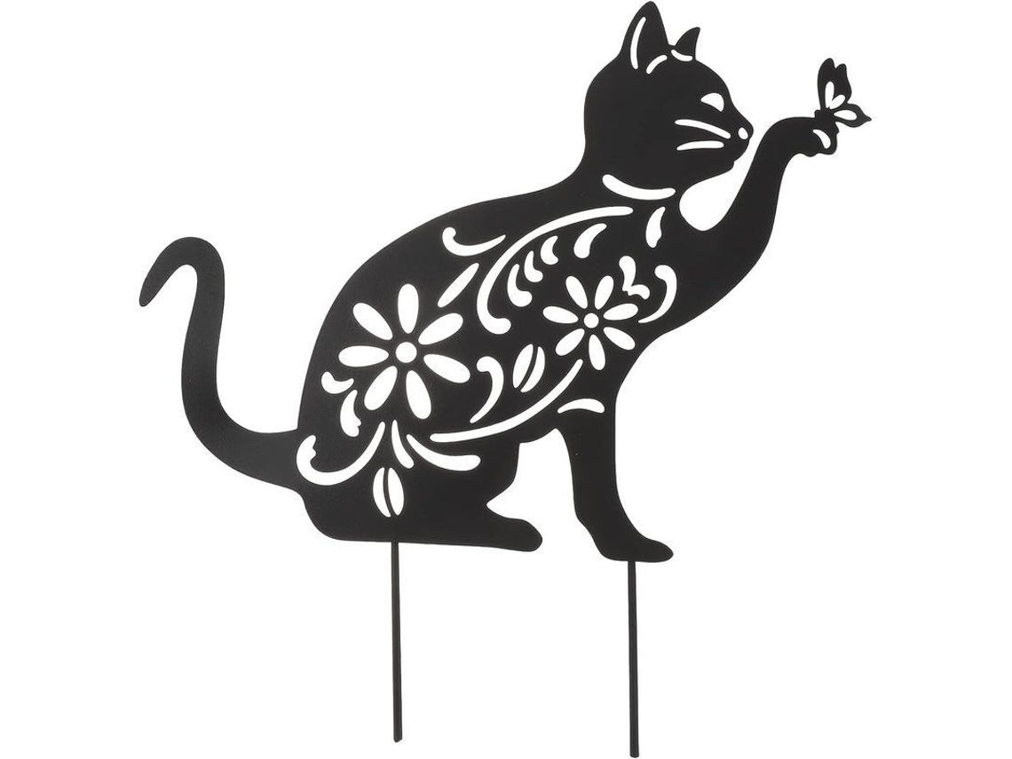 2026-estaca Decorativa De Gato Silueta Negra Hueca Para Jardín Exterior Protector De Mascotas