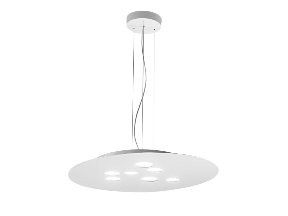 Lámpara colgante LED redonda Luna de metal blanco, 72,5 x 60 cm, 10 luces Gx53 máx. 10 x 8 W, doble emisión, IP20, bombillas excluidas, Gea Luce