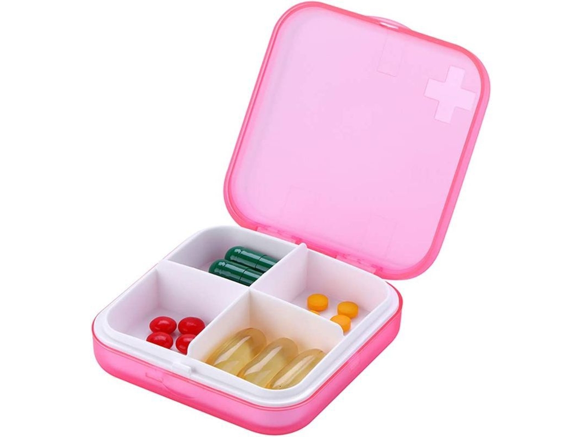 Organizador De Pastillas Portátil: Pequeño Pastillero Para Bolso O Bolsillo Con 4 Compartimentos, Material Ecológico Seguro.