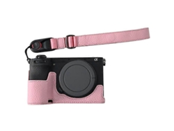 Estuche protector de piel de vaca auténtica con gran apertura y correa para la muñeca compatible con la cámara Sony A6700 Facpoet