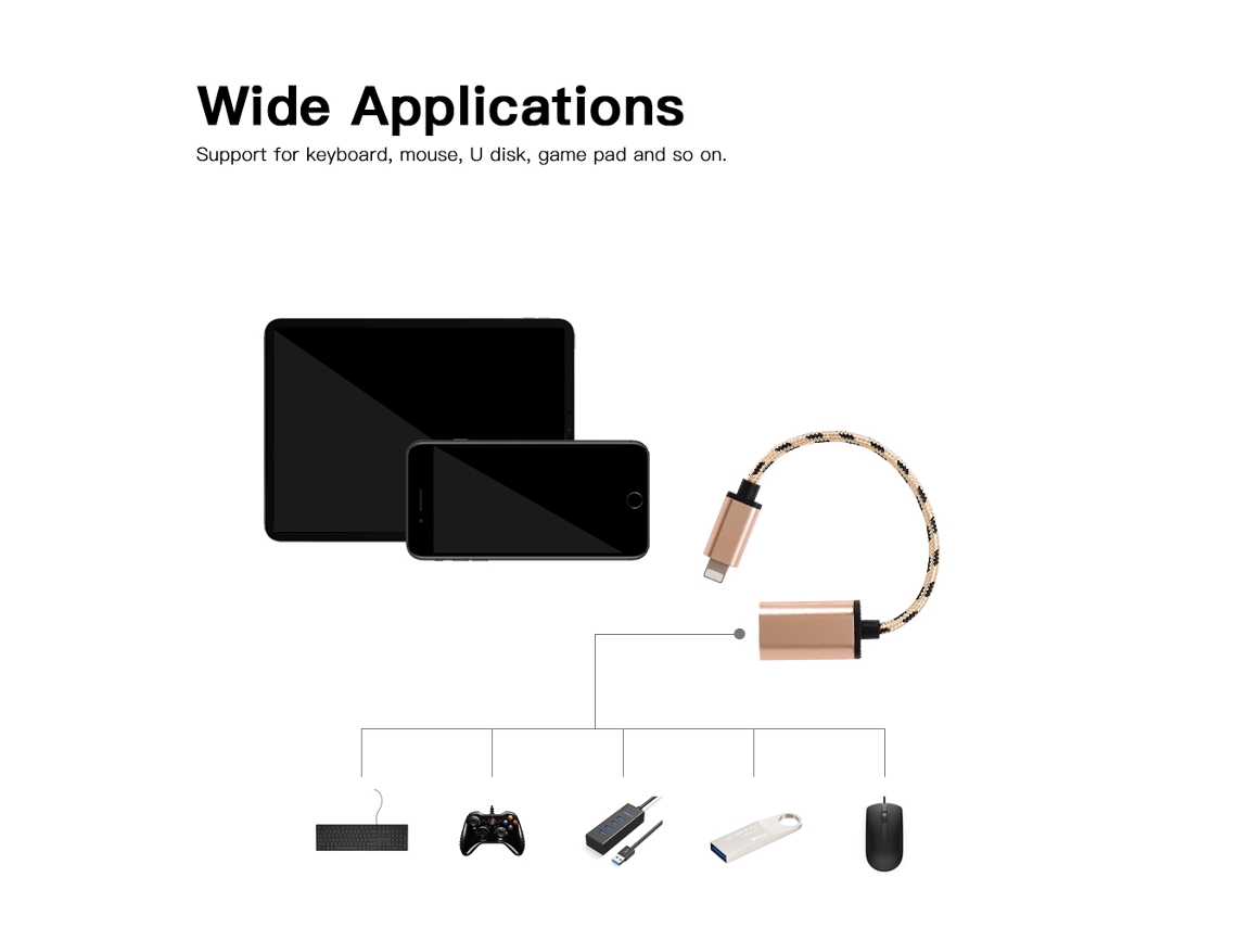 Cable Otg Macho A Adaptador Usb3.0 Cable De Transferencia De Datos Para Iphone Plata