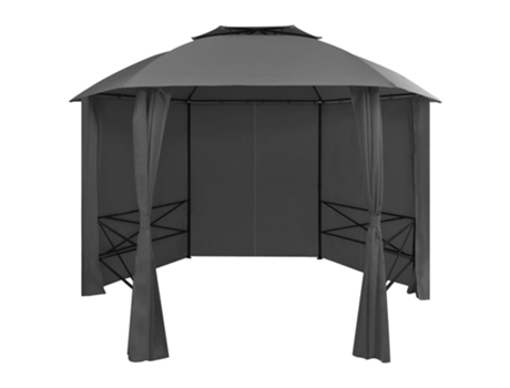 vidaXL Carpa de jardín con cortinas hexagonal 360x265 cm