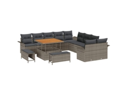 Maison Exclusive - Conjunto De Sofá De Jardín Con Cojín Con Almohada 13 Pcs Gris