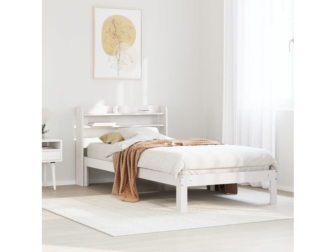 Estructura De Cama Con Cabecero Sin Colchón Blanco 90x200 Cm