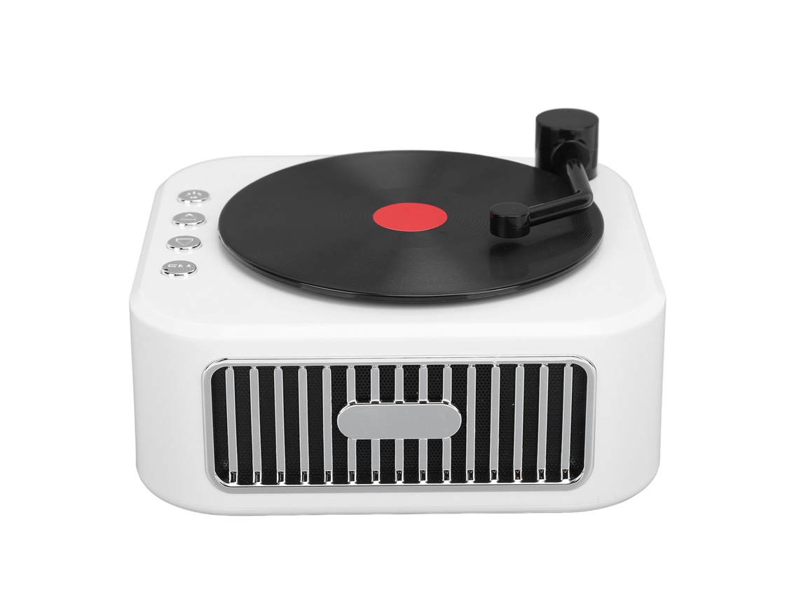Gramófono Bluetooth 5.3 Con 3 Modos De Reproducción, Sonido Estéreo Hifi, Portátil, Blanco Con 2 Micrófonos.