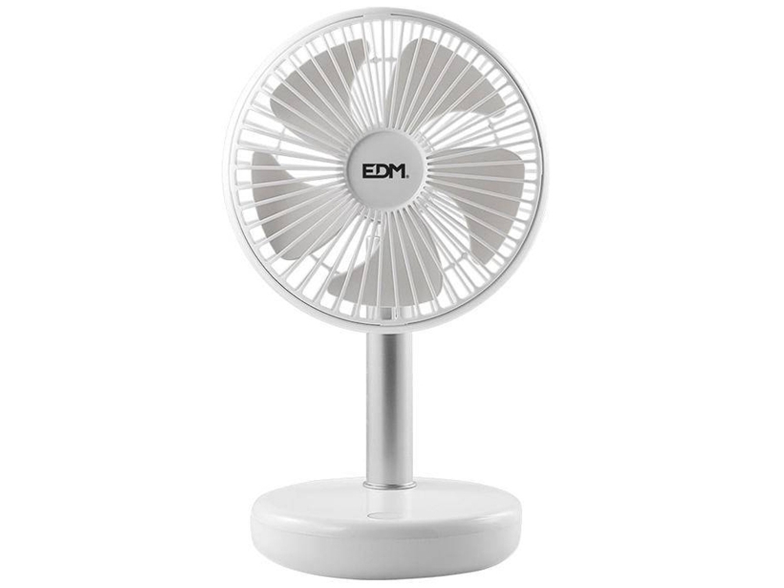 Ventilador de Mesa EDM Recargable Blanco 5W 17 Cm