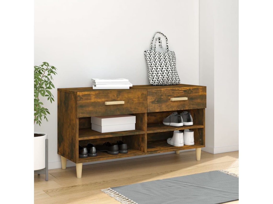Zapatero Organizador en Derivados de Madera Roble Ahumado 102X35X55 Cm