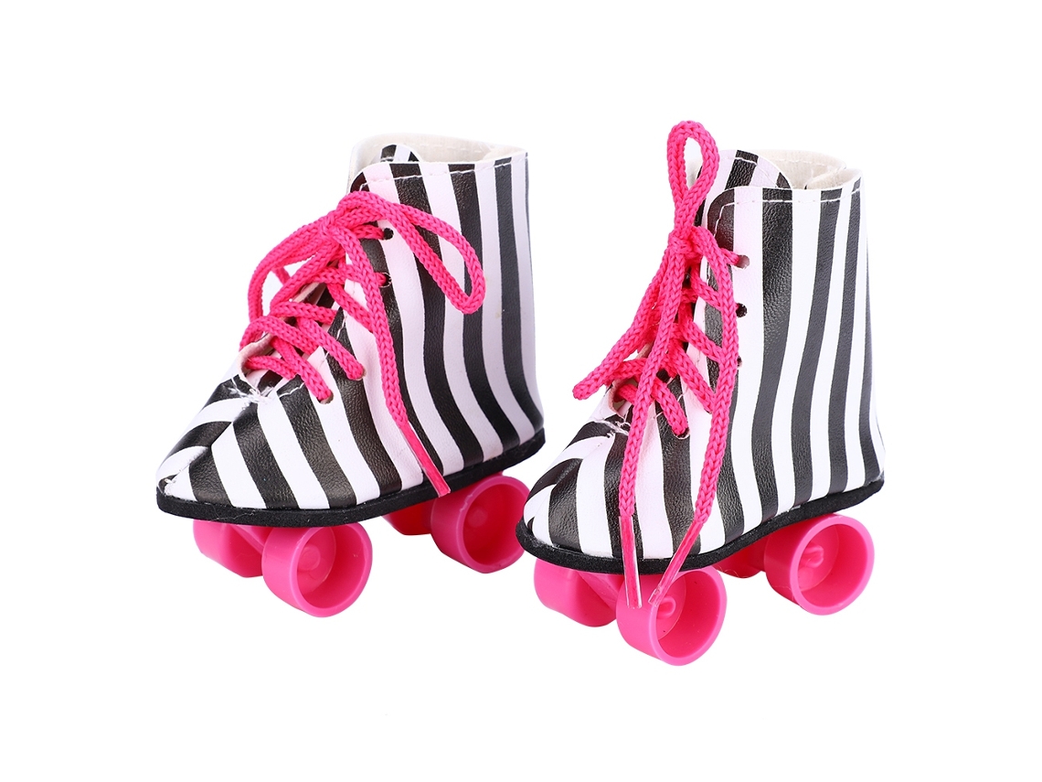 20du26 Accesorio de patines para muñeca de 45 cm, diseño a rayas blancas y negras.