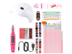 Juego de herramientas para decoración de uñas, lámpara de uñas inteligente, lima de uñas USB, bolígrafo de uñas, juego de decoración de uñas Yunzii blanco
