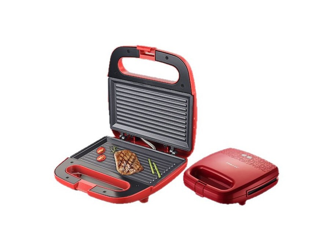Prensa de pan SFUSHOS para sándwiches de carne y pan de desayuno, roja, estándar europeo, 220 V
