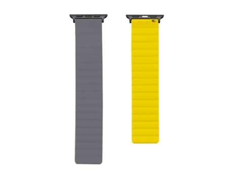 Correa magnética de silicona para reloj inteligente Apple Watch Series 7 de 41 mm / 6 y SE y 5 y 4 de 40 mm / 3 y 2 y 1 de 38 mm (gris + amarillo)