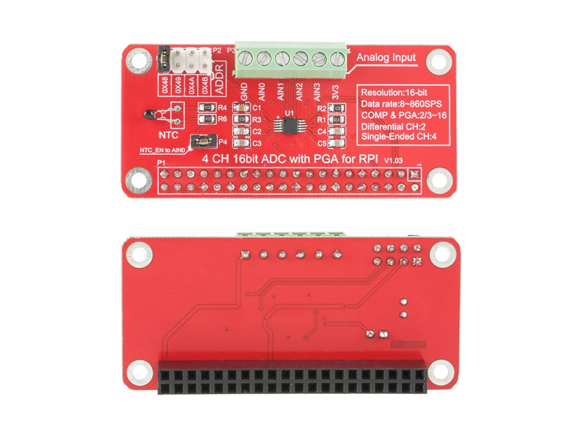 2026as-módulo Conversor Analógico-digital Adc De 16 Bits Para Raspberry Pi 3/2/b+