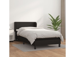 Cama Box Spring Con Colchón Cuero Sintético Negro 90x190 Cm