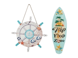 2 Piezas De Decoración De Pared De Tablones De Madera Con Diseño De Playa Y Océano Para Colgar En El Baño O La Sala De Estar.