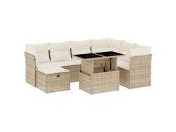 Conjunto 8 de sofás de jardín y cojines VIDAXL ratán sintético beige