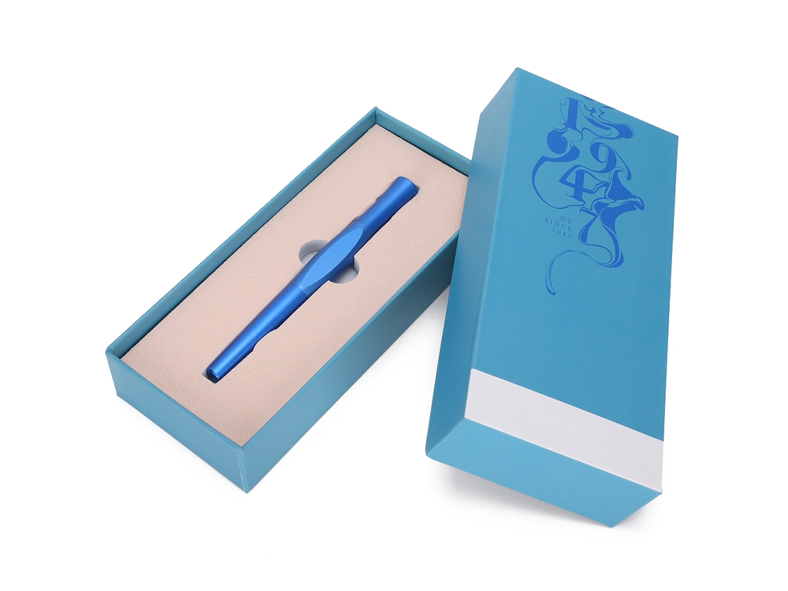 Pluma Estilográfica De Aleación De Aluminio Con Caja Regalo, Color Azul, Elegante Para Escritura Empresarial Y Regalos