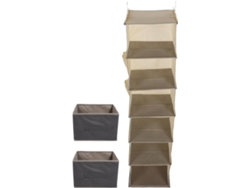 Paquete Almacenamiento Colgante Beige 6 Niveles 2 Cajones Grises Organizar Armarios Tela Ropa Casa