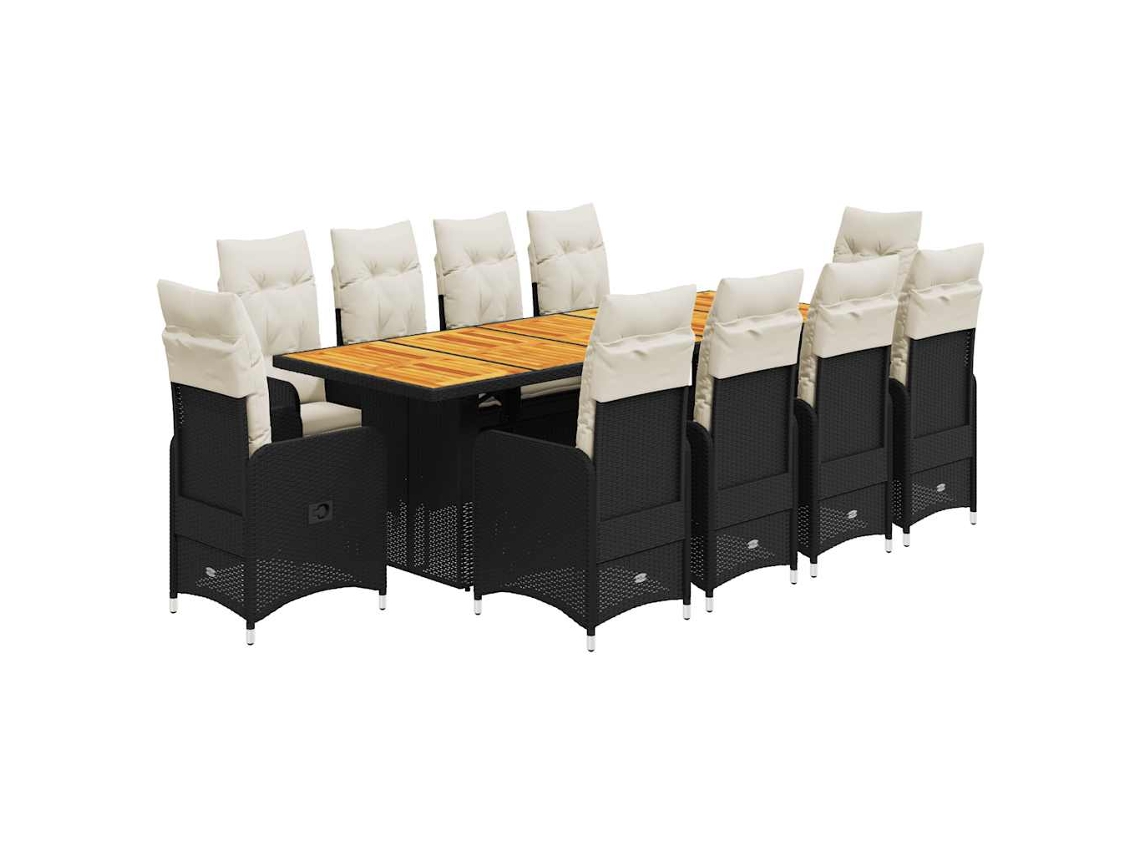 Maison Exclusive - Set De Mesa Y Sillas De Jardín Y Cojines 11 Pzas Ratán Pe Negro
