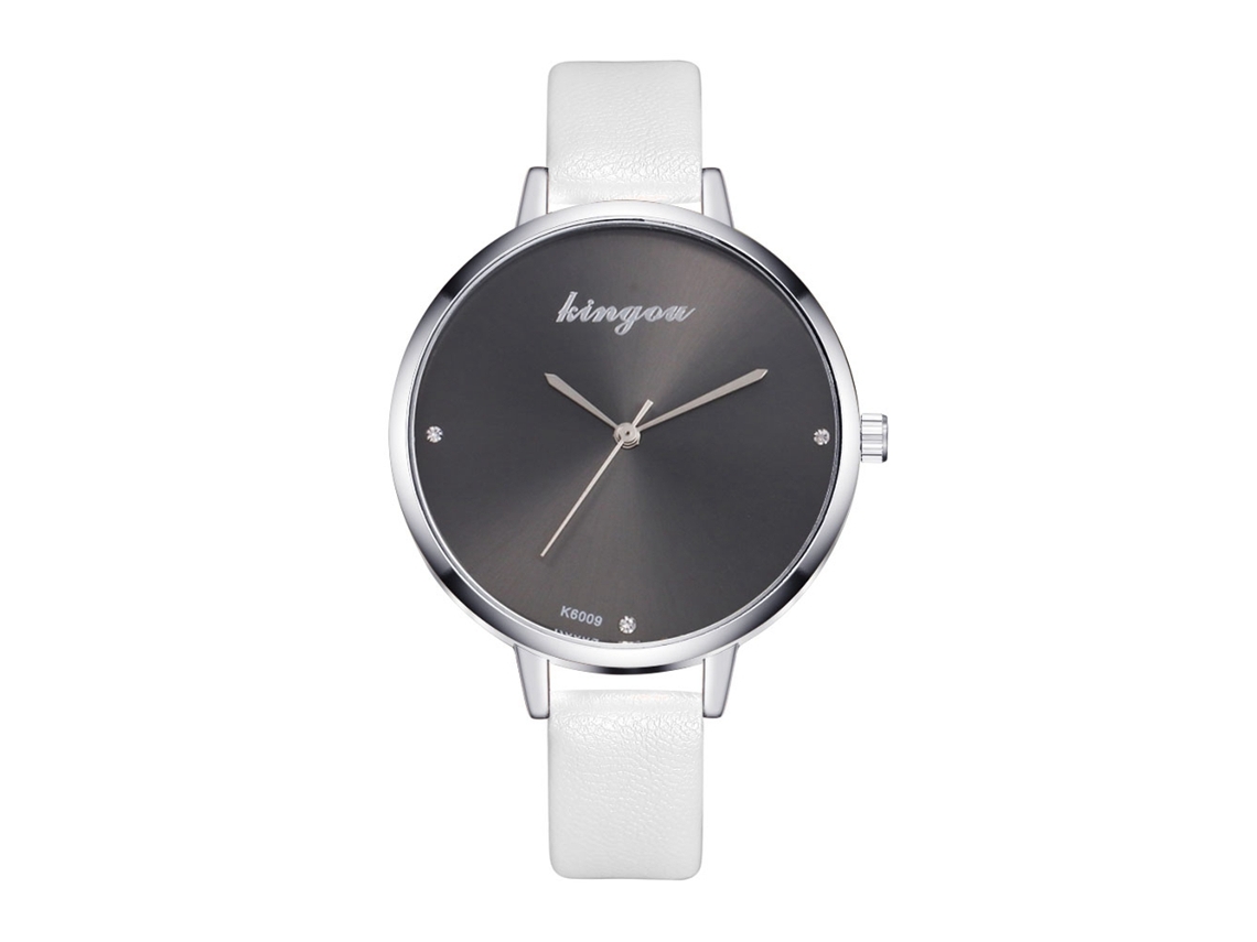 Reloj Analógico Para Mujer Con Esfera Dorada Y Correa Informal De Piel Sintética (gris)