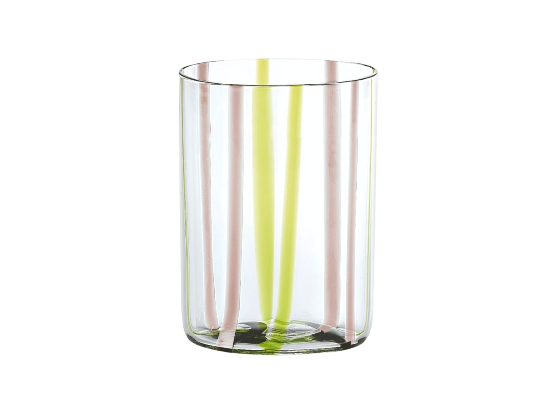 Vaso Tirache ZAFFERANO de vidrio borosilicato bicolor Verde-amtista caja 6 piezas