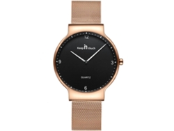 Reloj De Pareja De Aleación Con Dial Redondo Analógico De Cuarzo Para Mujer Oro Negro