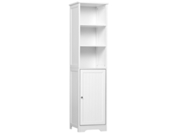 Armario Alto De Baño Con 5 Niveles, 3 Estantes, 1 Puerta Ajustable, Blanco, 40x38x160