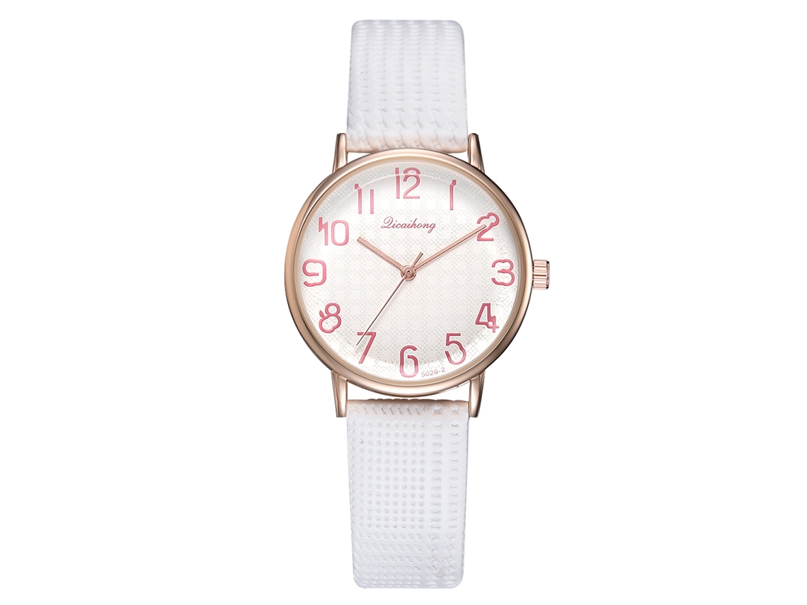 Reloj De Cuarzo De Moda Para Mujer Con Correa De Aleación Y Delicada Esfera Redonda, Blanco.