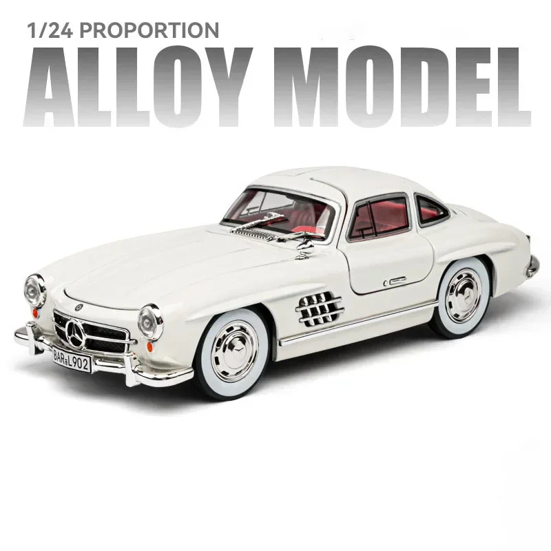 (300sl Blanco) Escala 1:24 - Coche en miniatura, puertas que se abren, con luces y efectos de sonido.